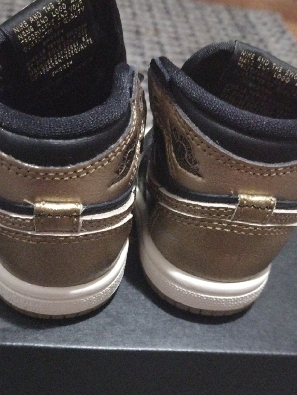 Nike Air Jordans Retro Black and Gold Baby High-Top Sneakers - Picture 6 of 8